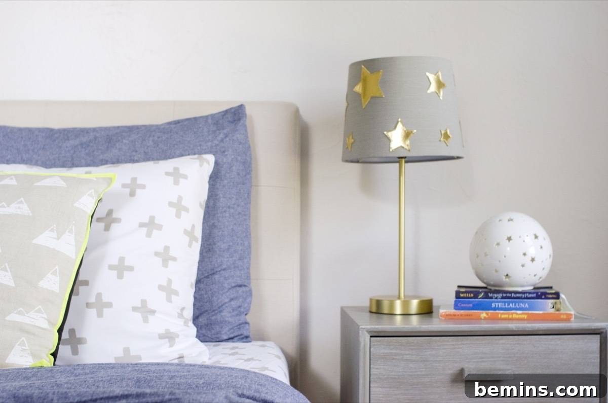 Beautifully decorated boy's bedroom with a bed, rug, and accent wall.