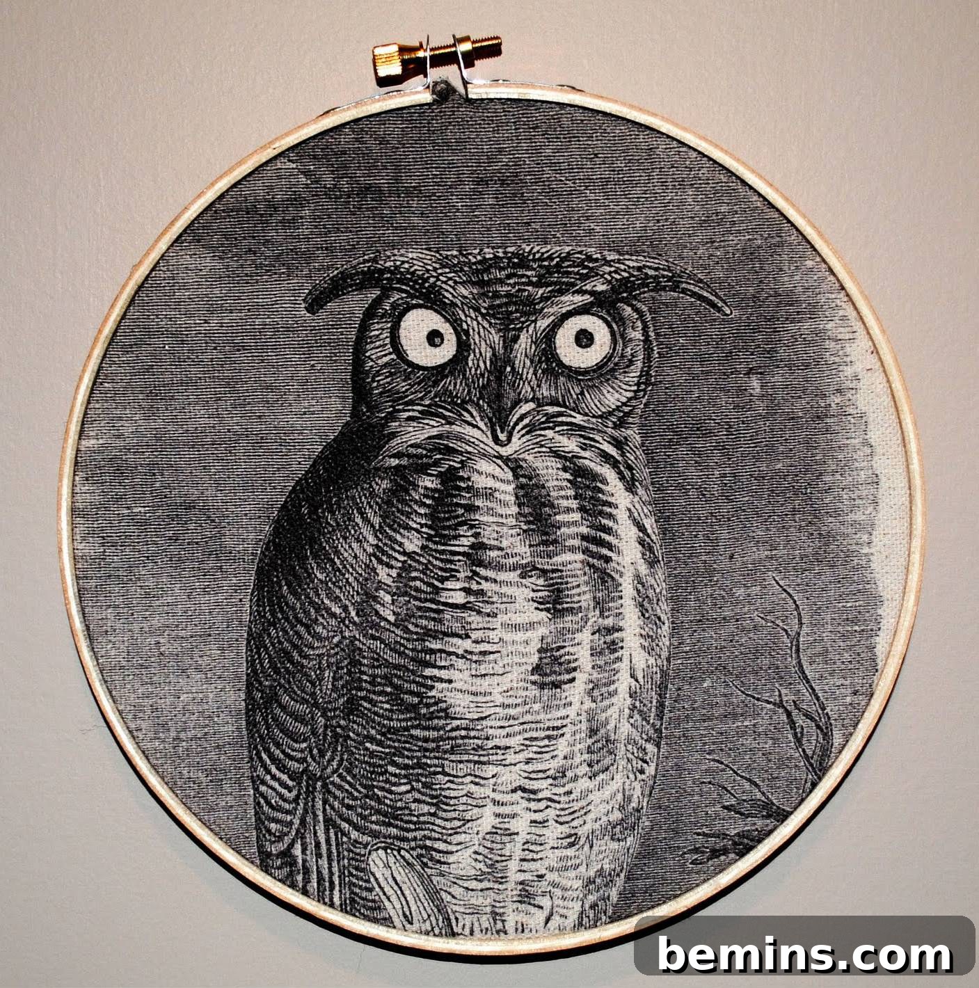 DIY Owl Embroidery Hoop Halloween Art