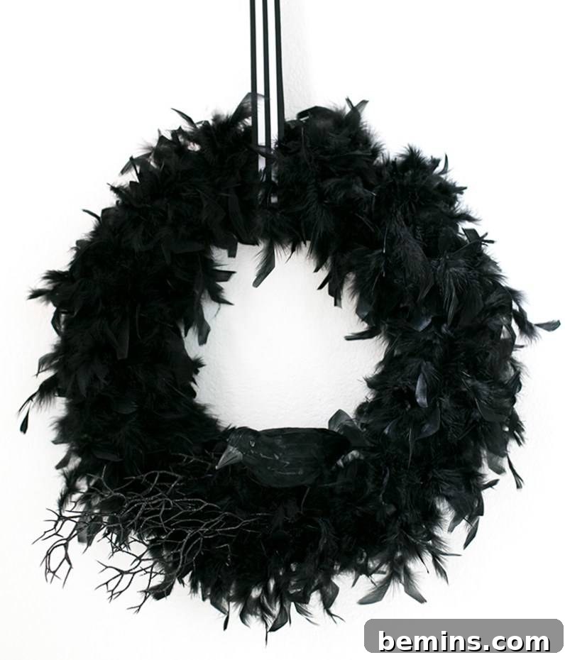 DIY Halloween Raven Wreath