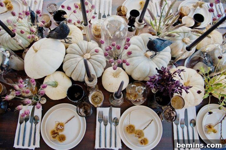 Elegant White Halloween Centerpiece