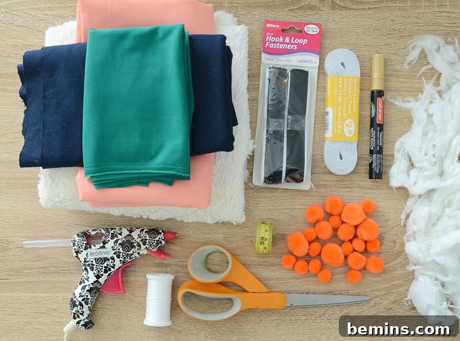Materials for DIY Dog Sushi Costume