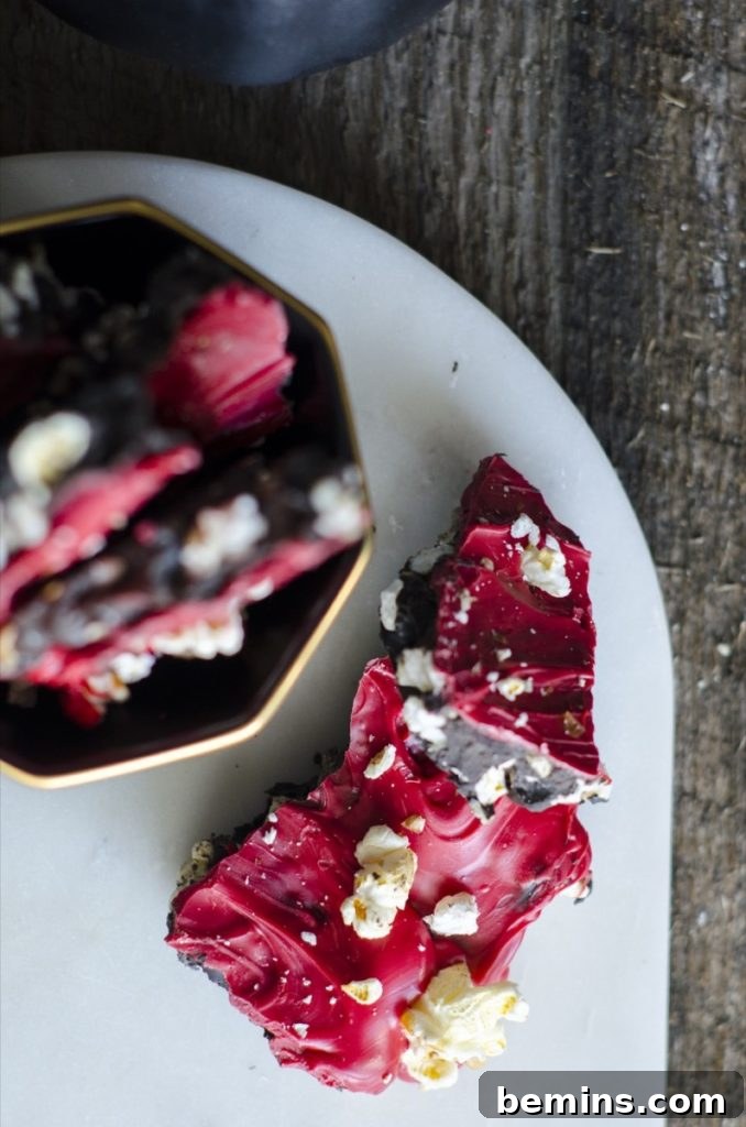 Dark and crunchy, this Halloween bark is sweet enough to die for