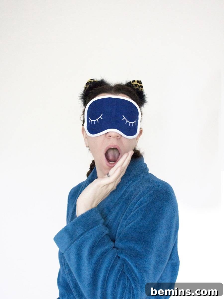 Whip Up 5 Quick Costumes With Just Cat Ears 4 DIY Cat Nap Costume Details - Cozy Pajamas, Sleep Mask, and Cat Ears