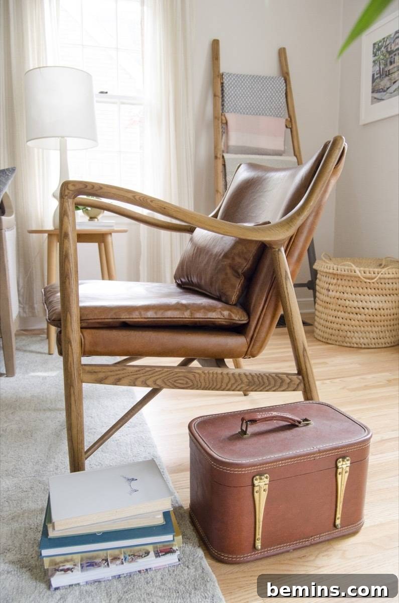 Leather Swoop Back Chair