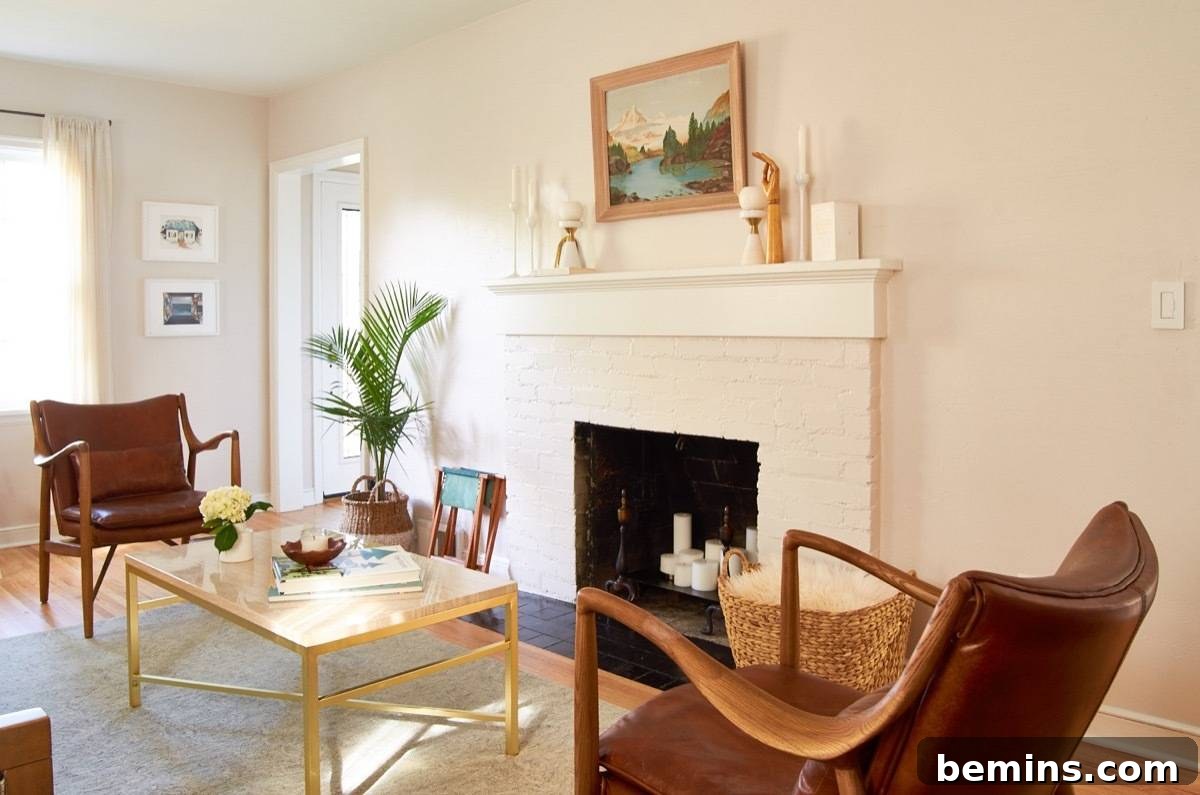 MCM Leather Chairs with Styled Fireplace