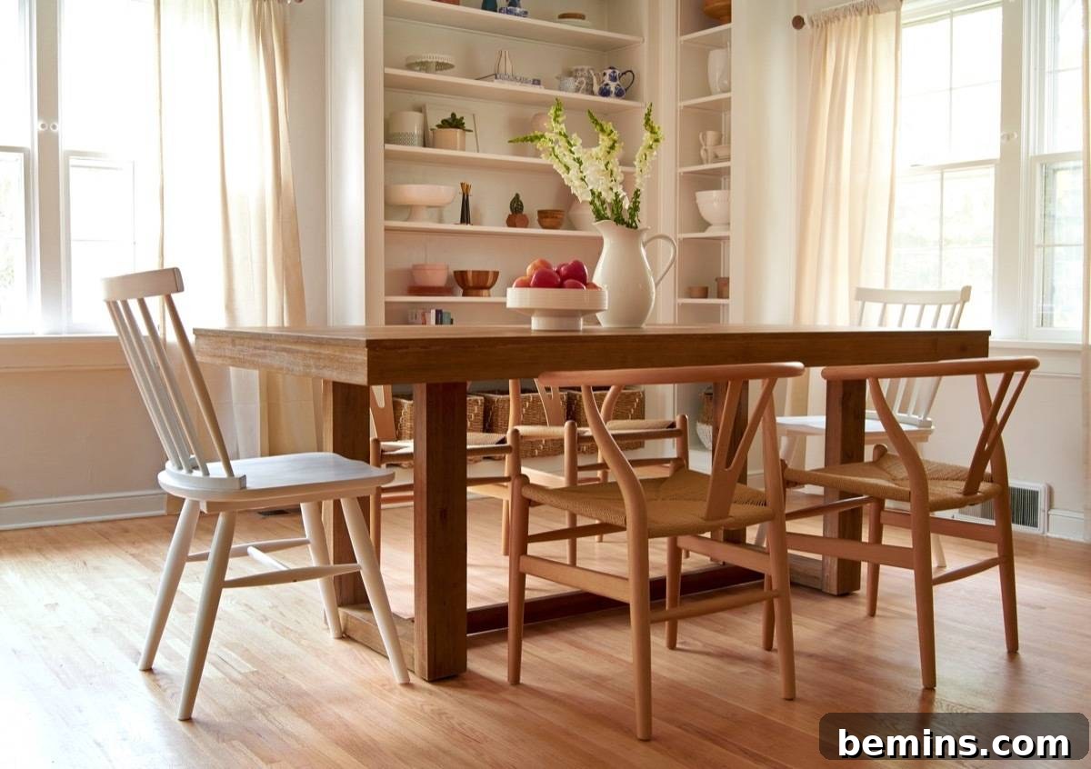 The Curbly House: A 2017 Renovation Reveal 3 Curbly House 2017 Dining Room - Trestle Table and Wishbone Chairs