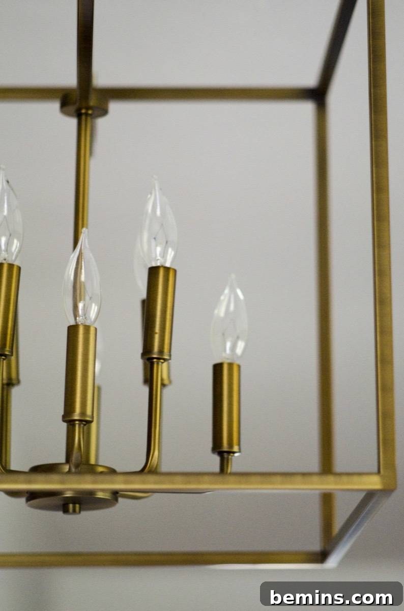 Bedroom Chandelier, Gold with Square Geometric Lines