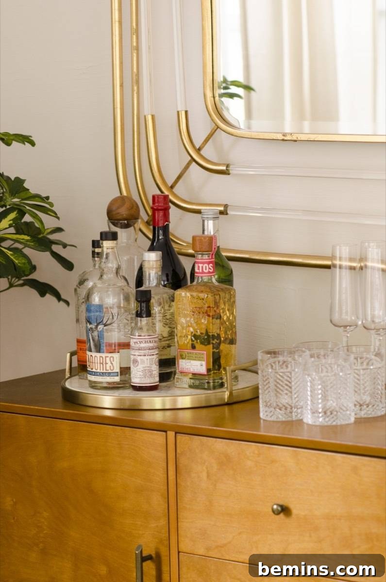 Credenza with Bar and Mirror
