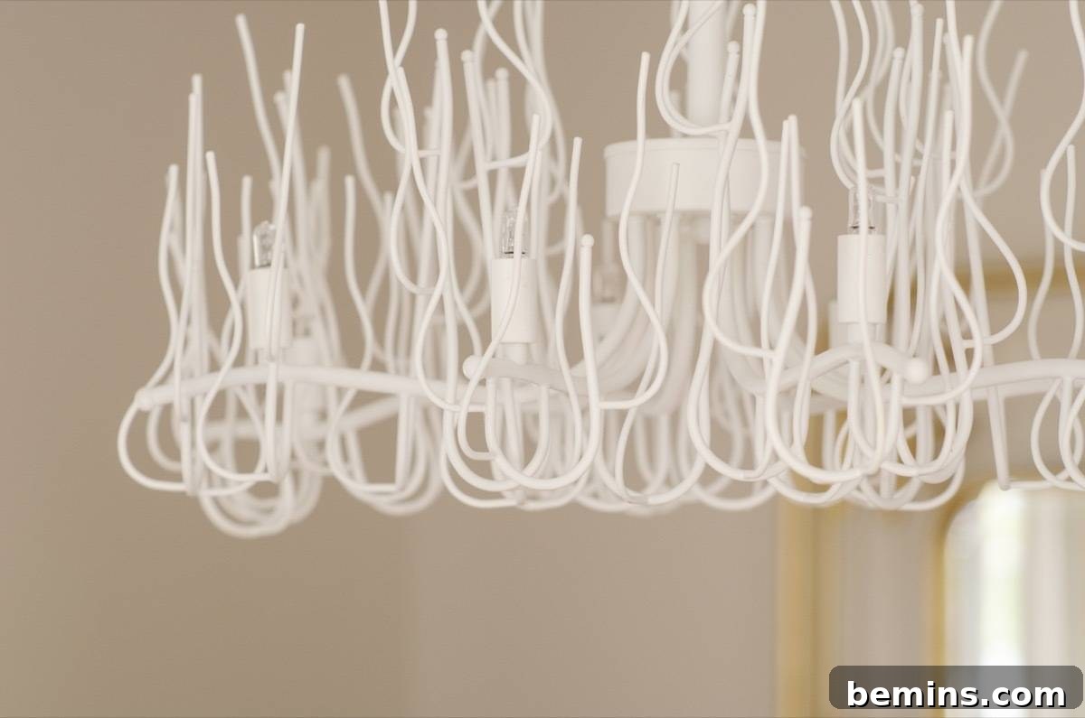 Wiry White Metal Chandelier