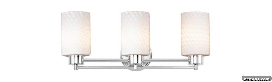 Modern Bathroom Light With White Glass