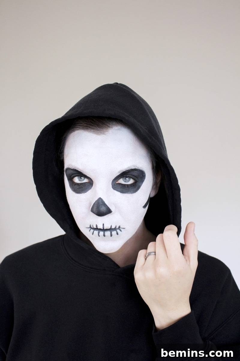 Detailed Skeleton Face Painting