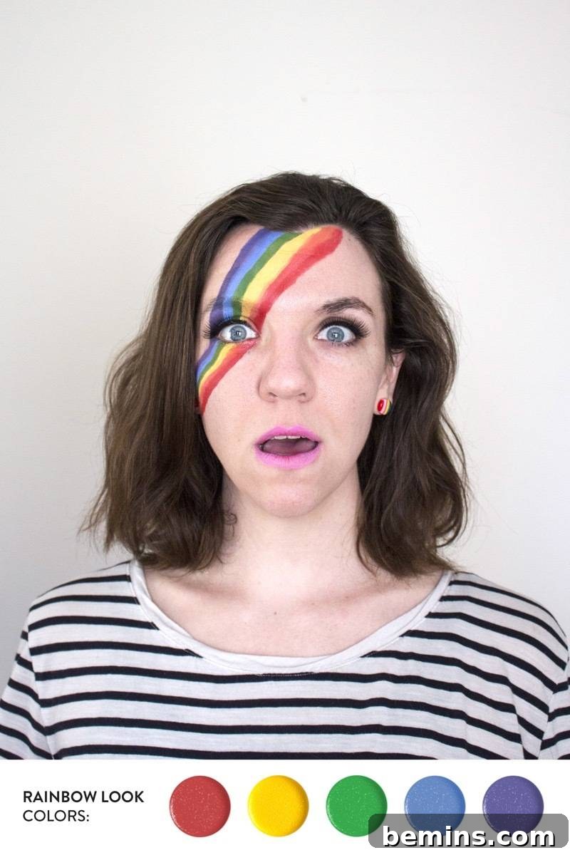 Easy Rainbow Face Painting Halloween Costume