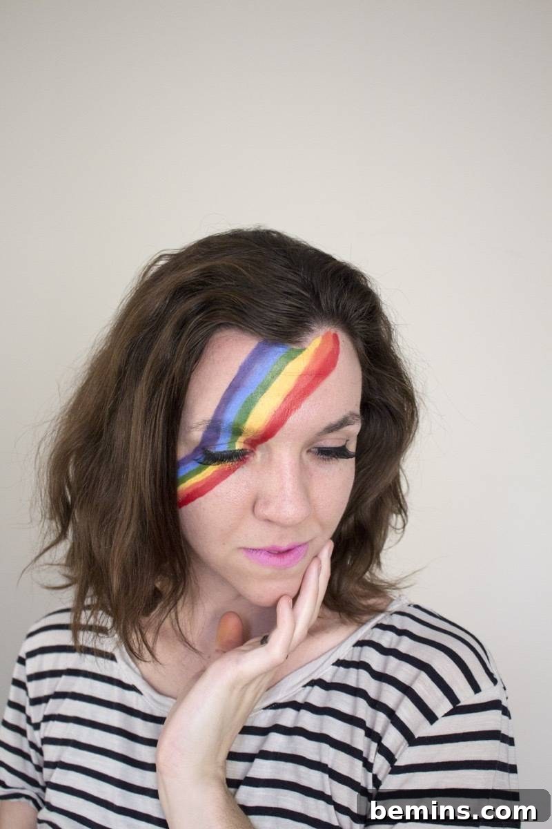Close-up of Rainbow Face Painting