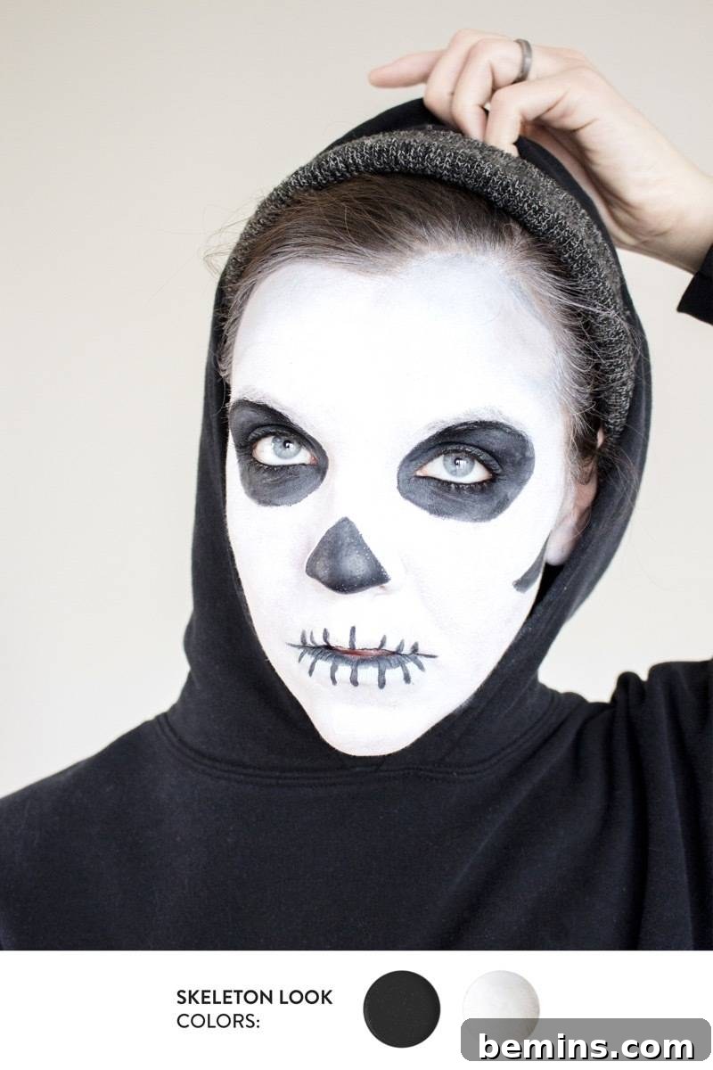 Skeleton Face Painting Halloween Costume