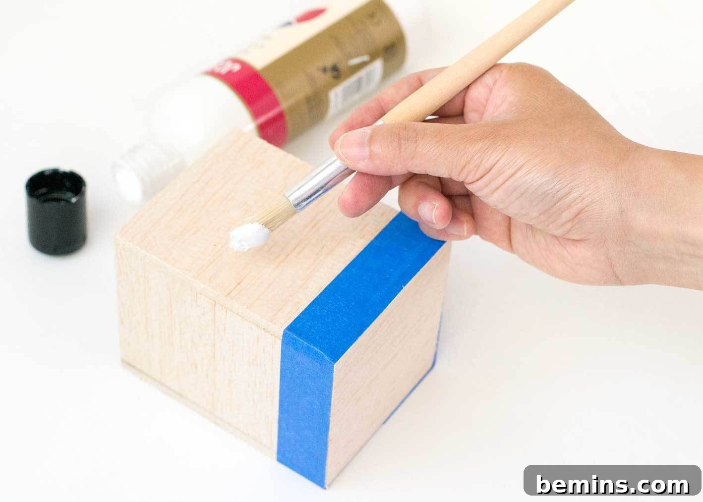 Color blocked balsa wood planter design