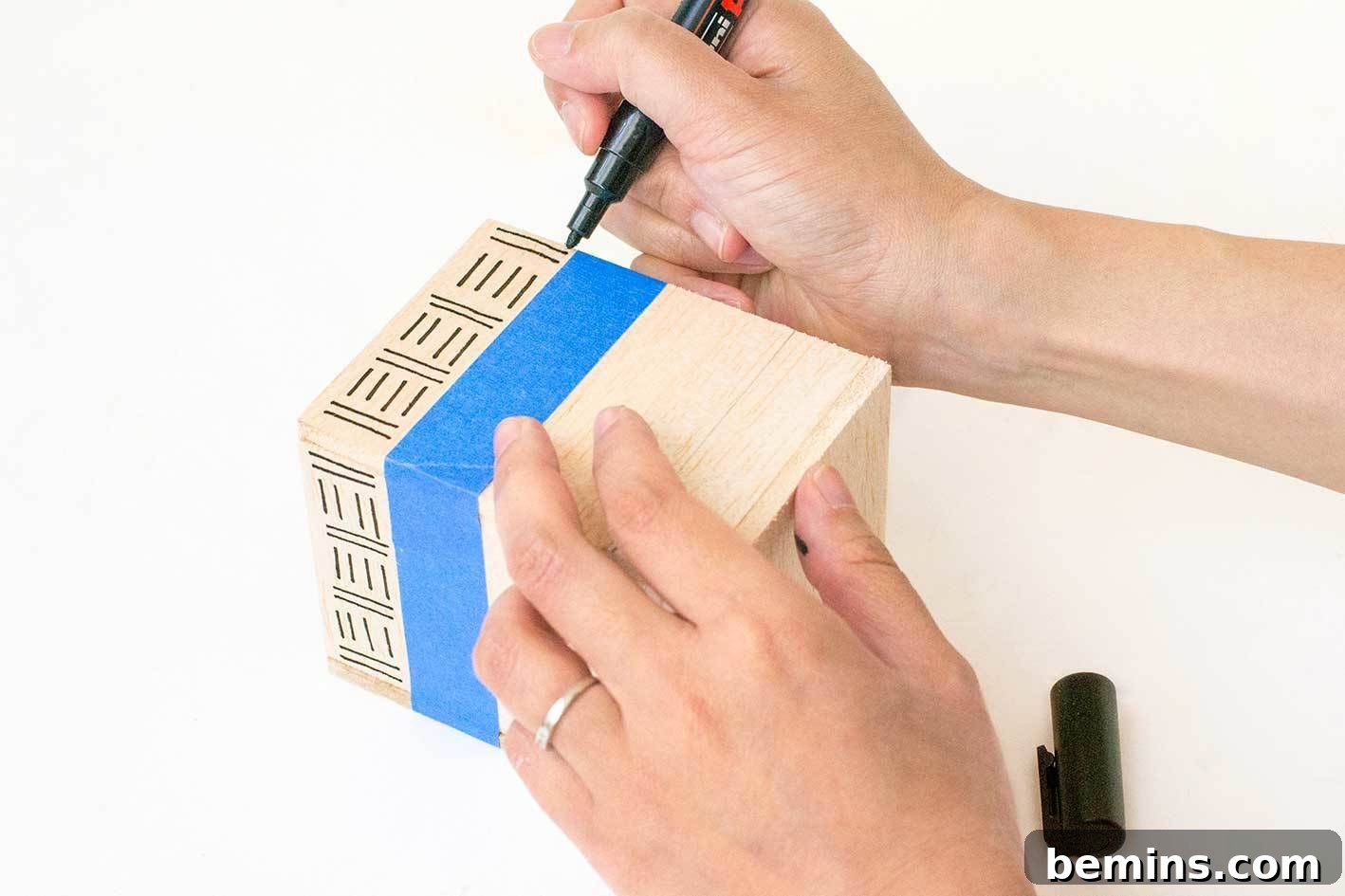 Mudcloth inspired balsa wood planter design