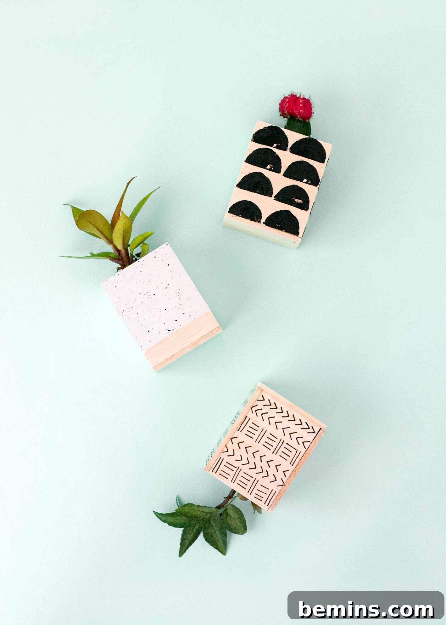 Transform your plastic plant pots with balsa wood planters