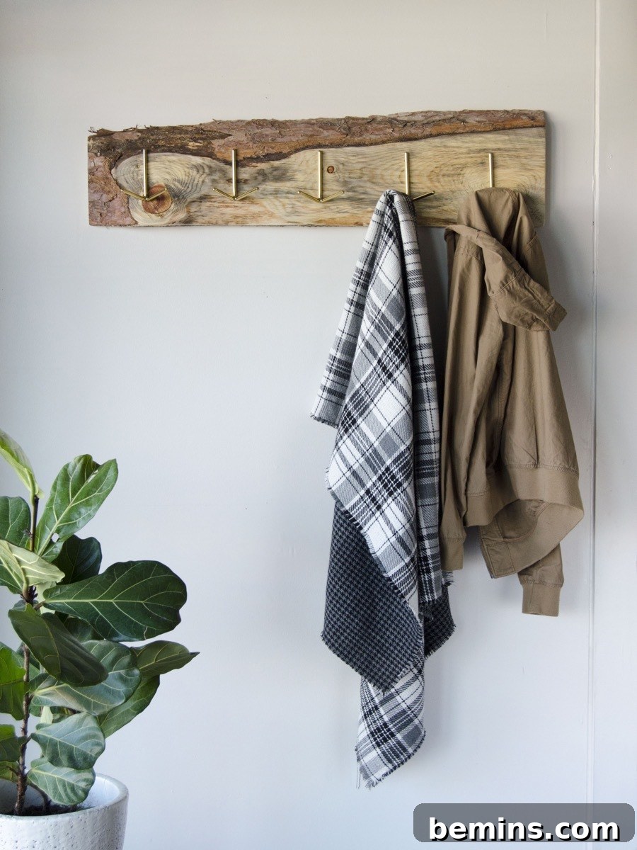 Rustic DIY Coat Rack Made from Reclaimed Wood