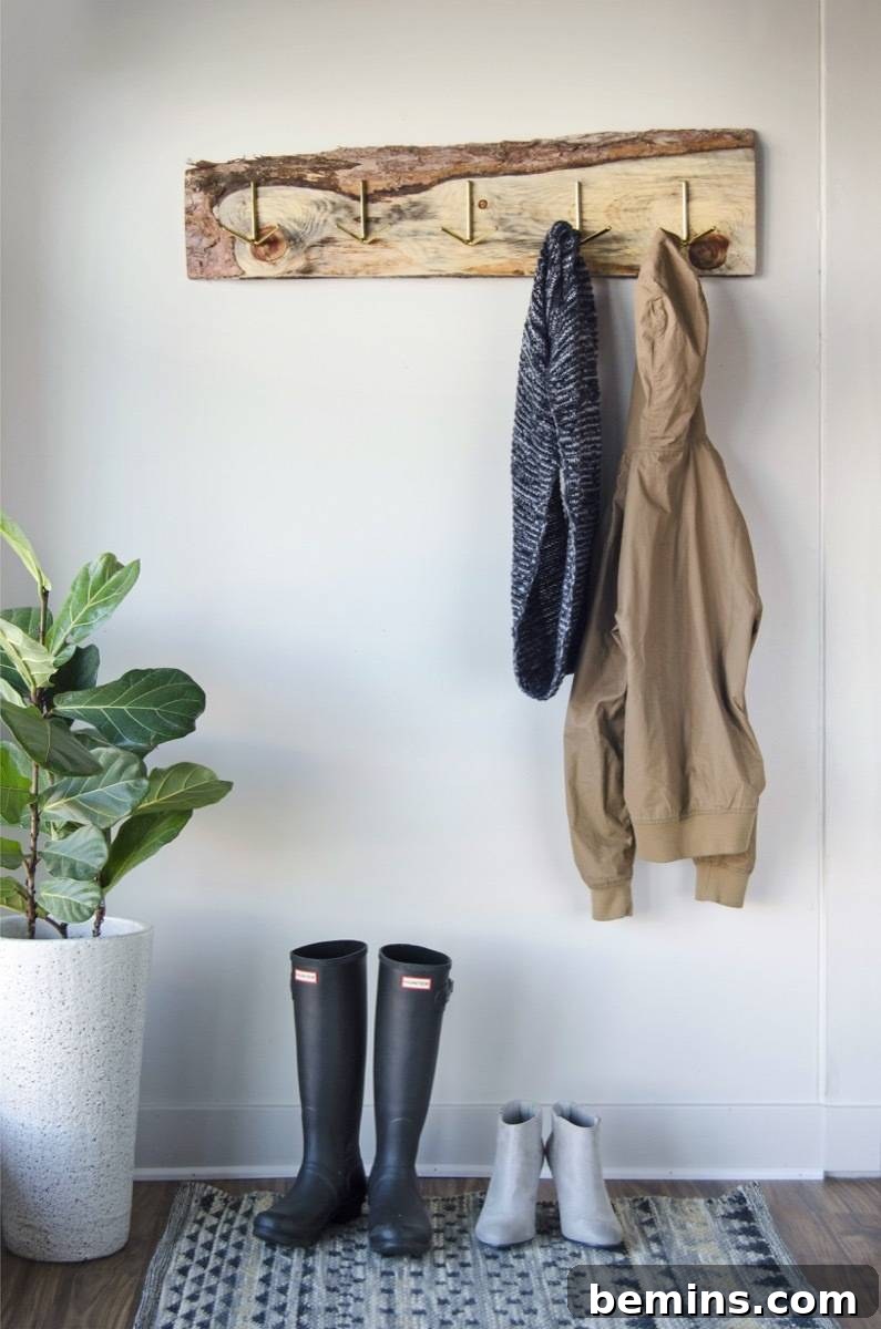 Finished Rustic DIY Coat Rack