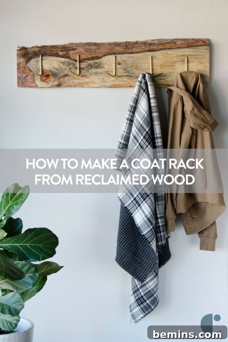 Rustic wall-mounted coat rack