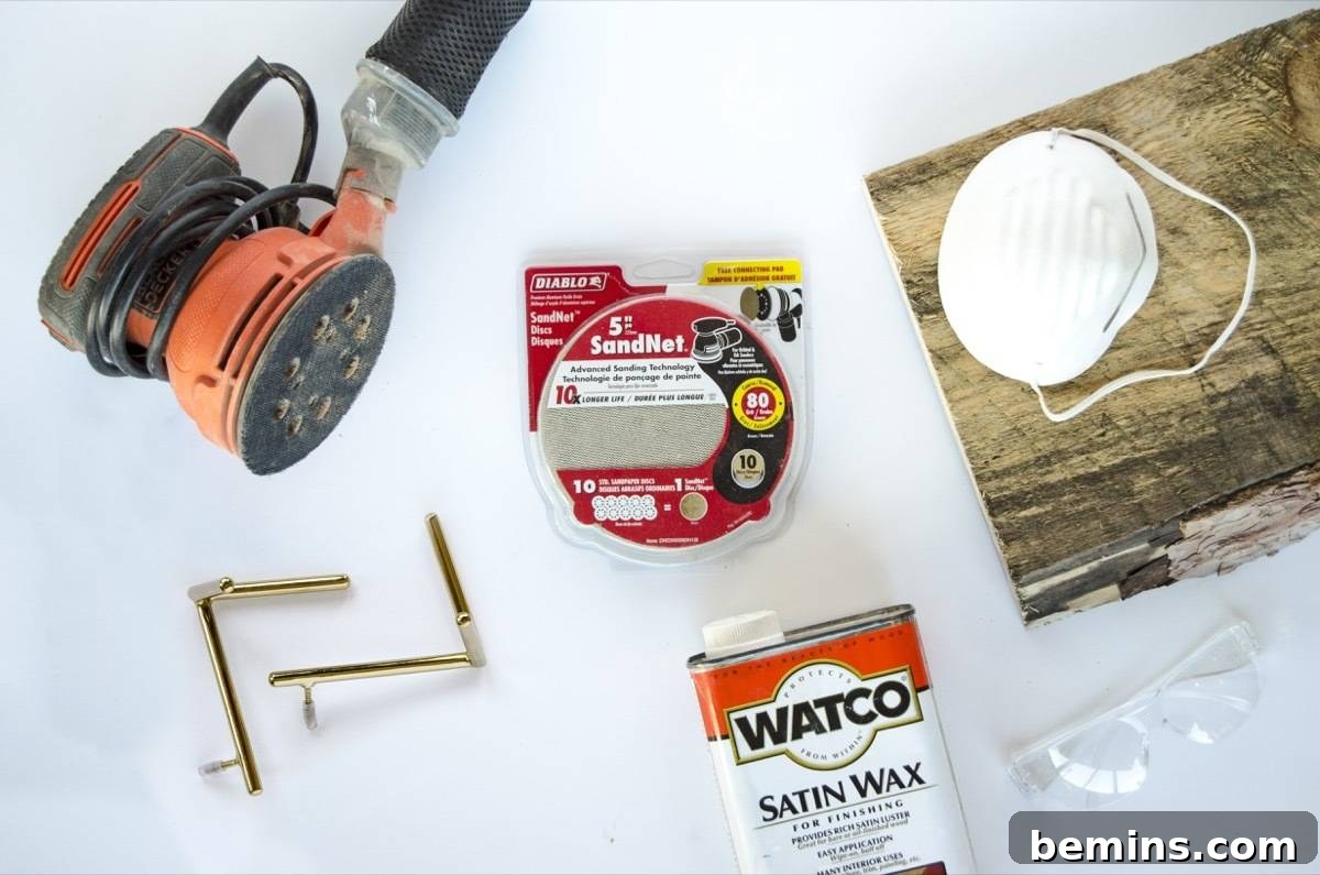 Materials needed for DIY Rustic Coat Rack