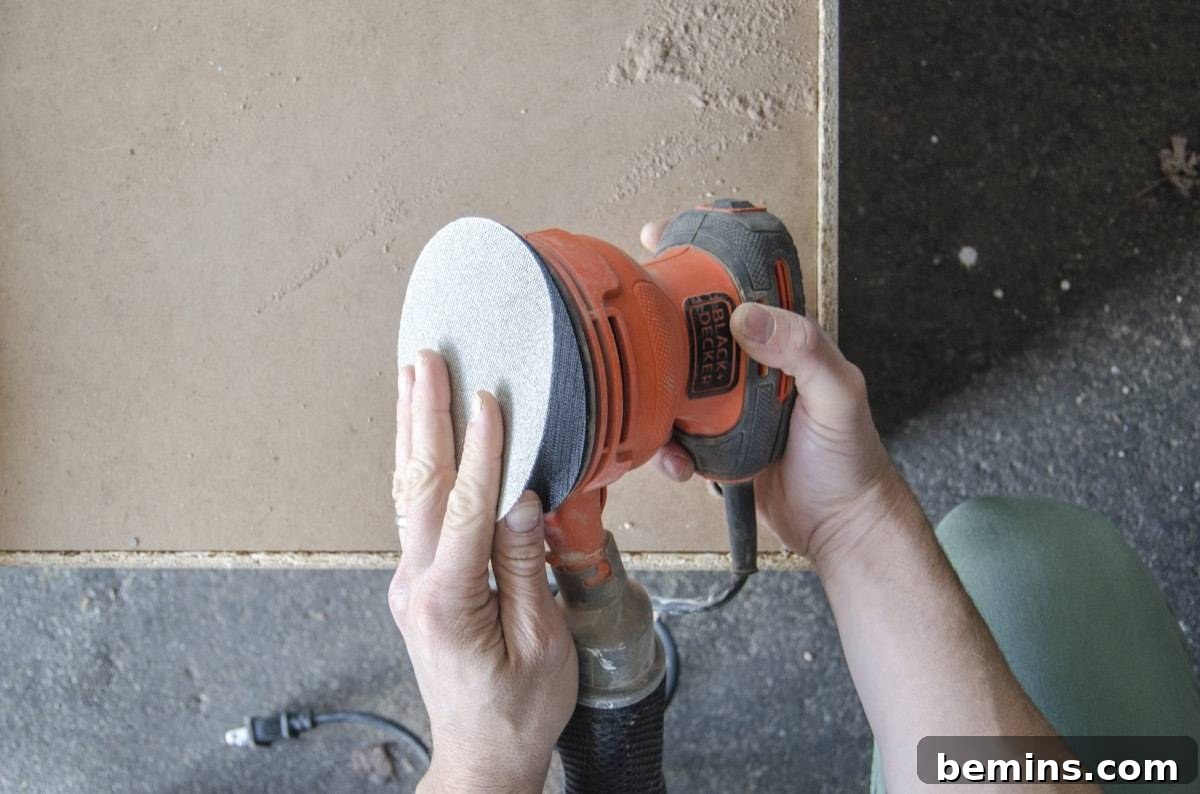 Using Orbital Sander on Wood