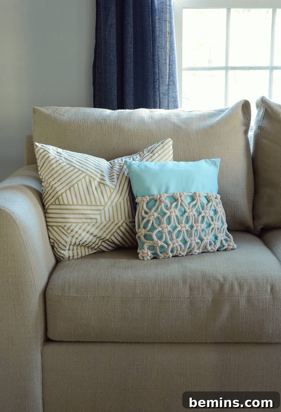 DIY Boho Macrame Throw Pillow - Final Look 2