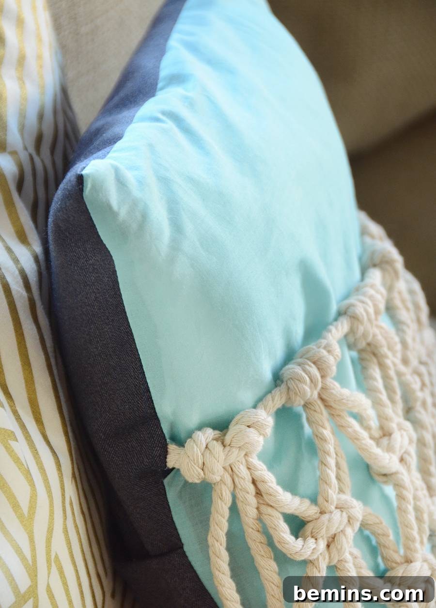 DIY Boho Macrame Throw Pillow - Back View