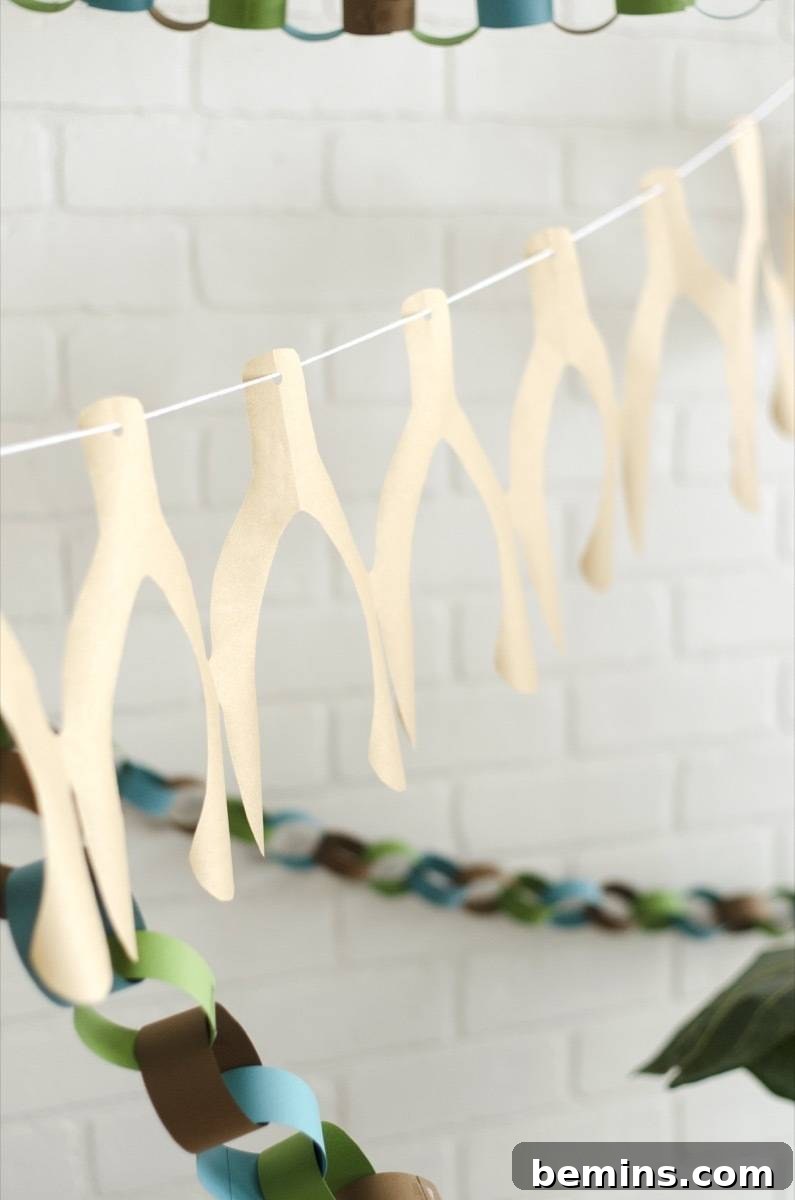 How to make a paper chain garland shaped like wishbones (for Thanksgiving)