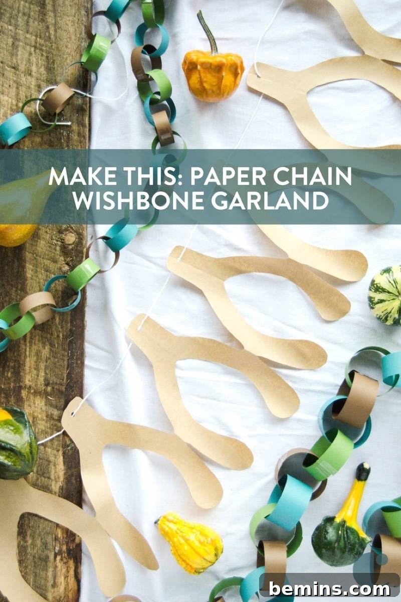 Thanksgiving decoration that is basically free: Paper Chain Wishbone Garland