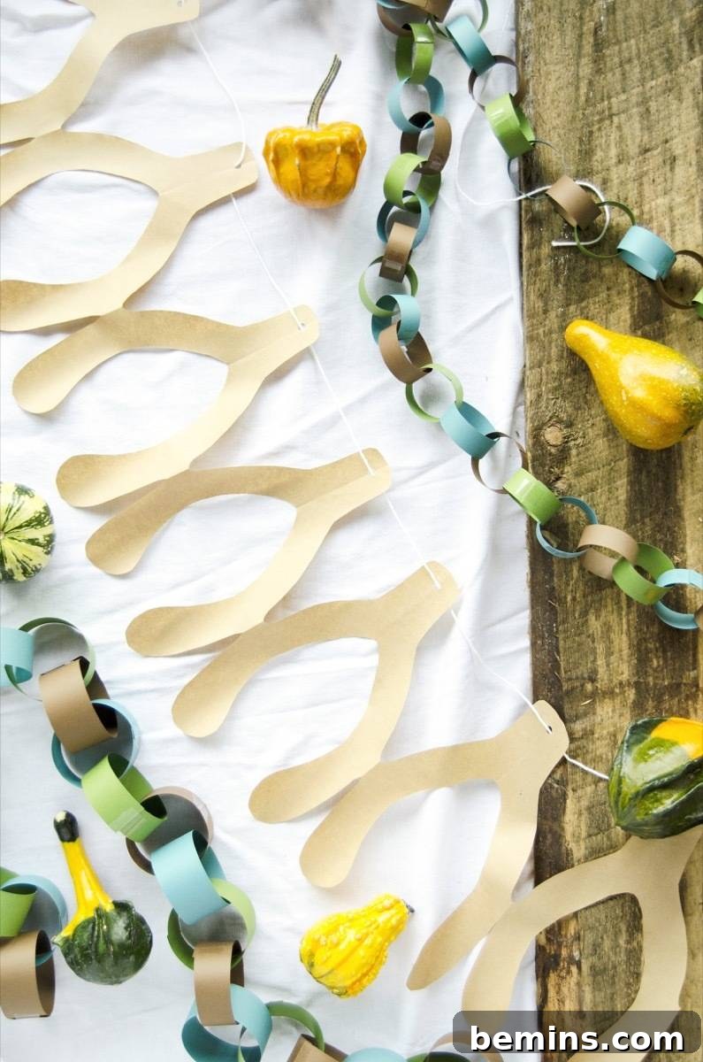 DIY Paper chain wishbone garland