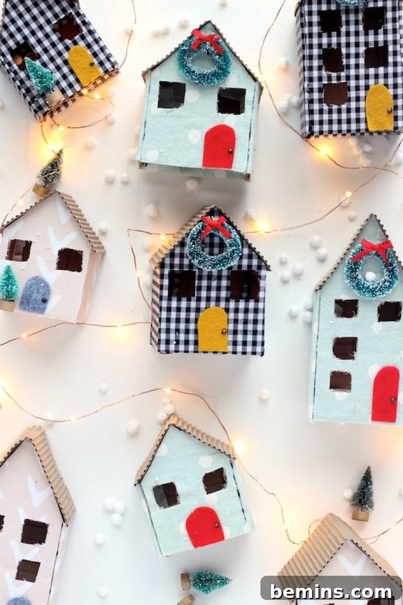 Mini houses on a string