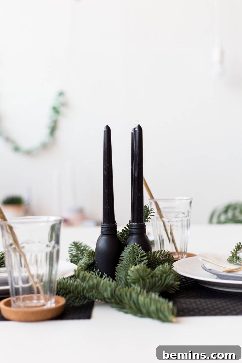 Black candle holders