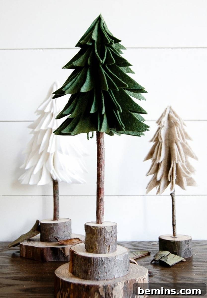 Rustic felt trees
