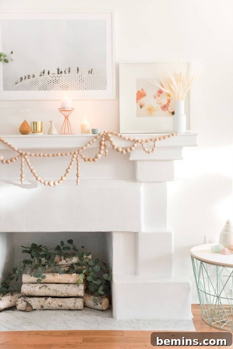 Wood bead garland