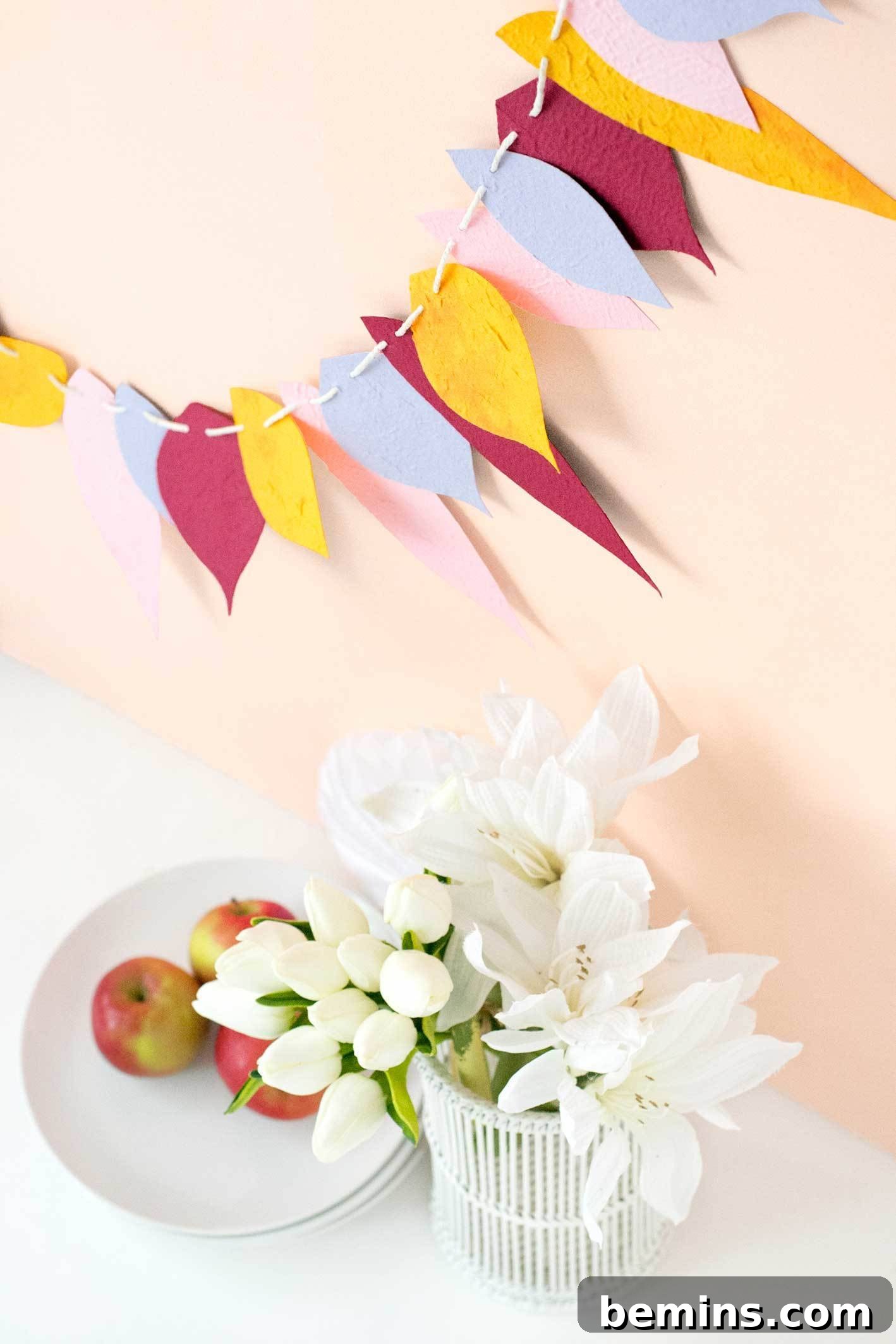 Fall leaf garland displayed