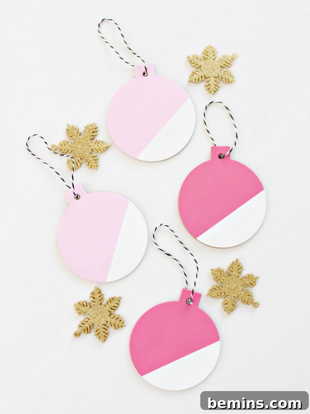 Color-block wood ornaments