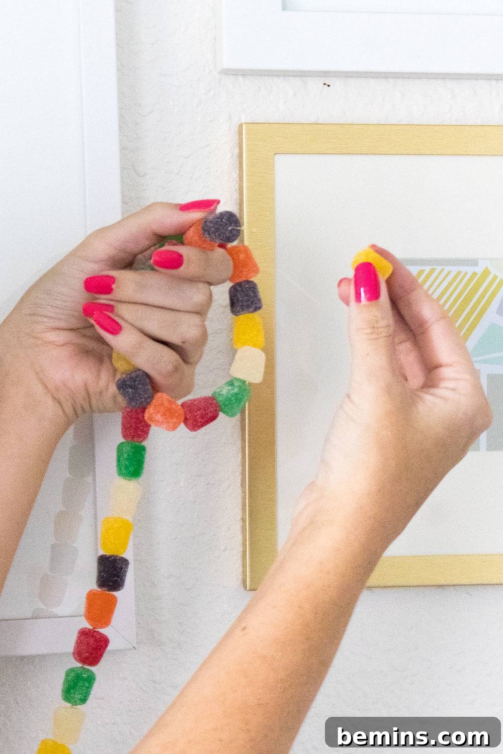 An edible gum drop garland.