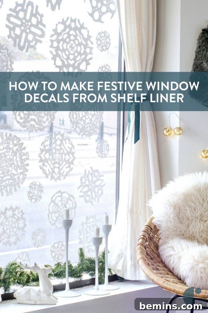 These aren't regular paper snowflakes! These are vinyl wall decals you can make right at home, using... shelf liner?!