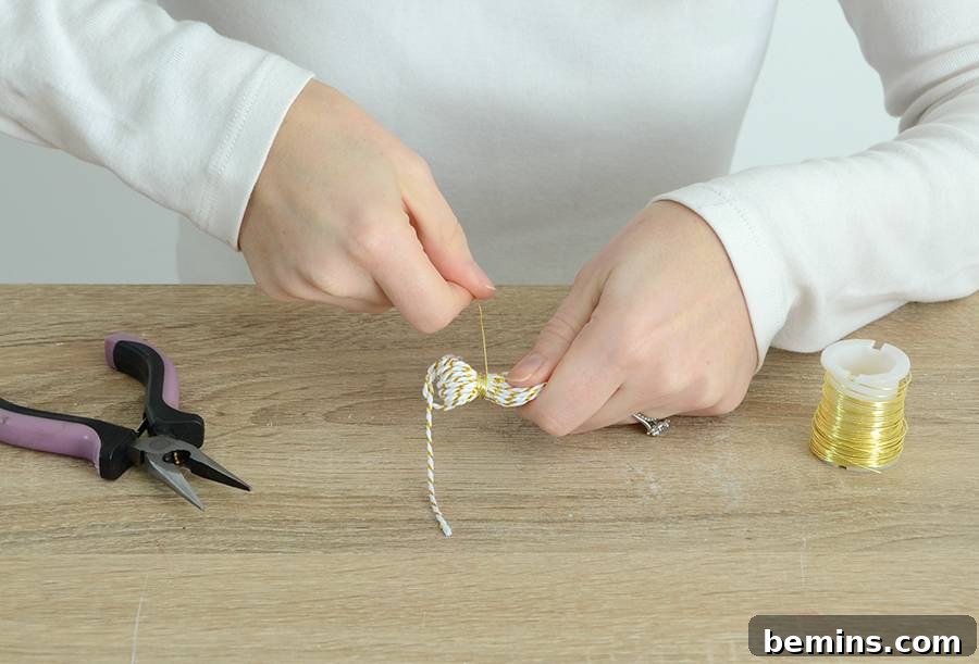 Folding the tassel strands in half
