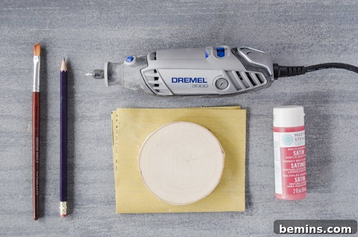 DIY Christmas Ornaments | Etched Wood Rounds | Materials