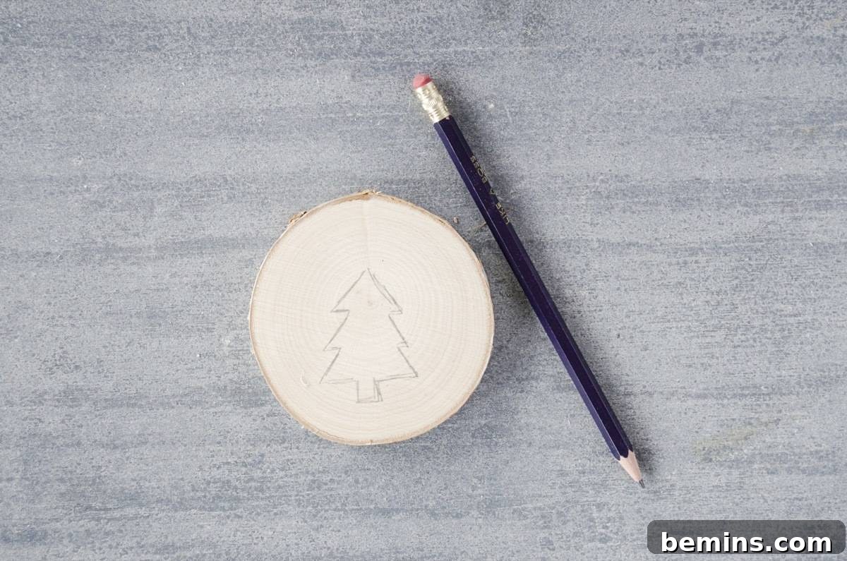 DIY Christmas Ornaments | Etched Wood Rounds | Step 1