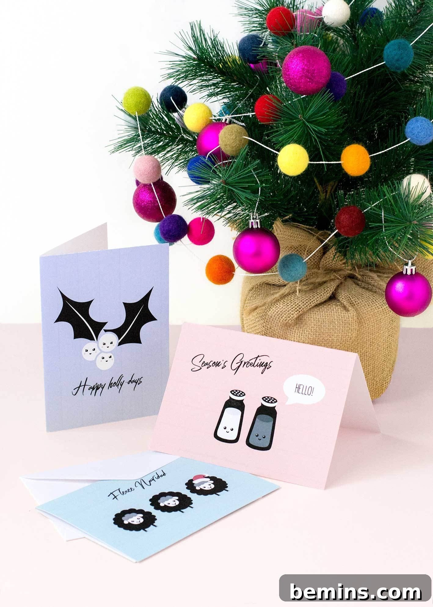 Close-up of a punny Christmas card with a funny saying.