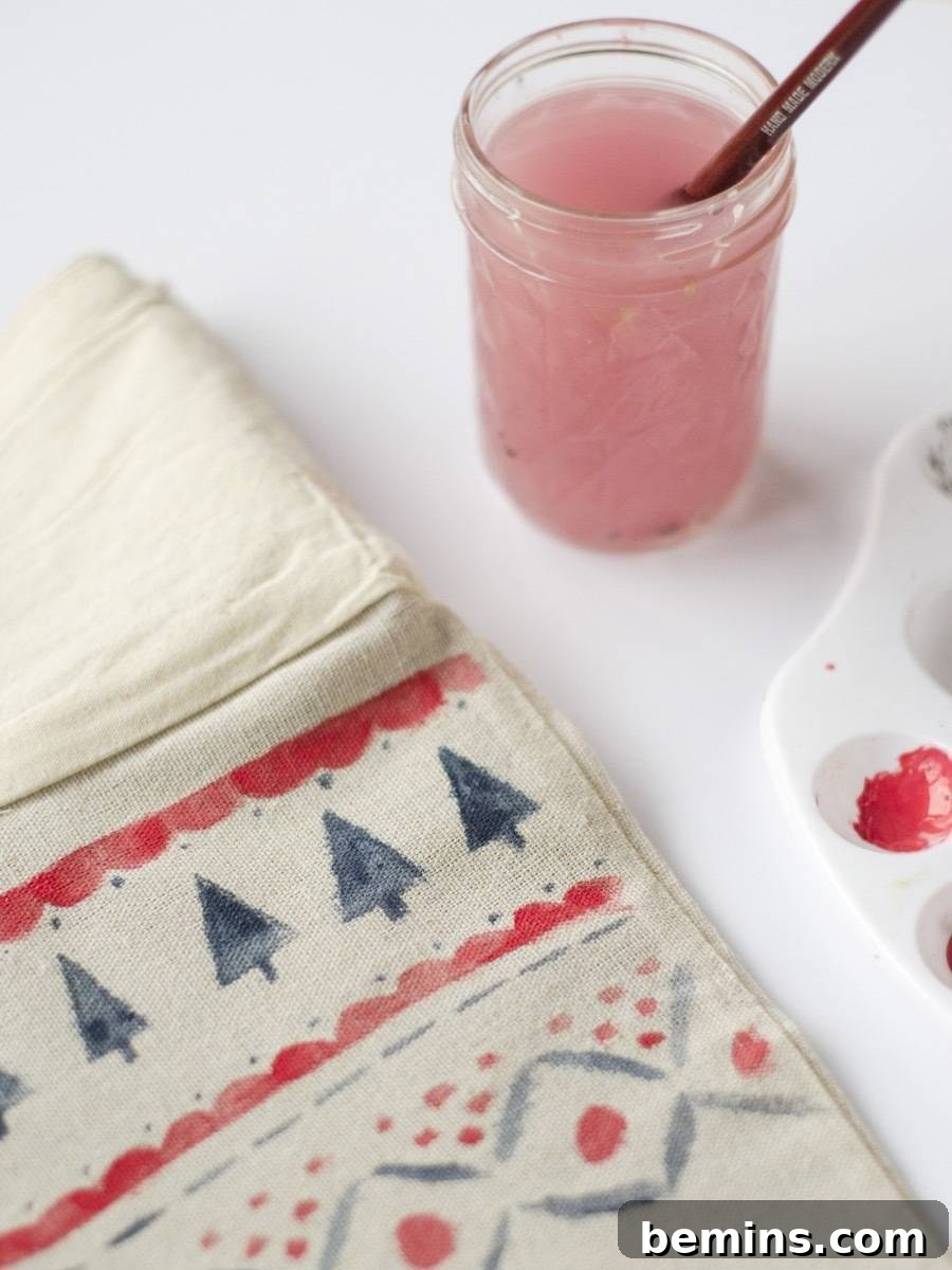 Hand-painted Scandinavian stockings | Step 2: Mixing paints for a watercolor effect.