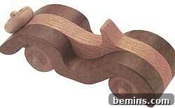 A handcrafted wooden toy car