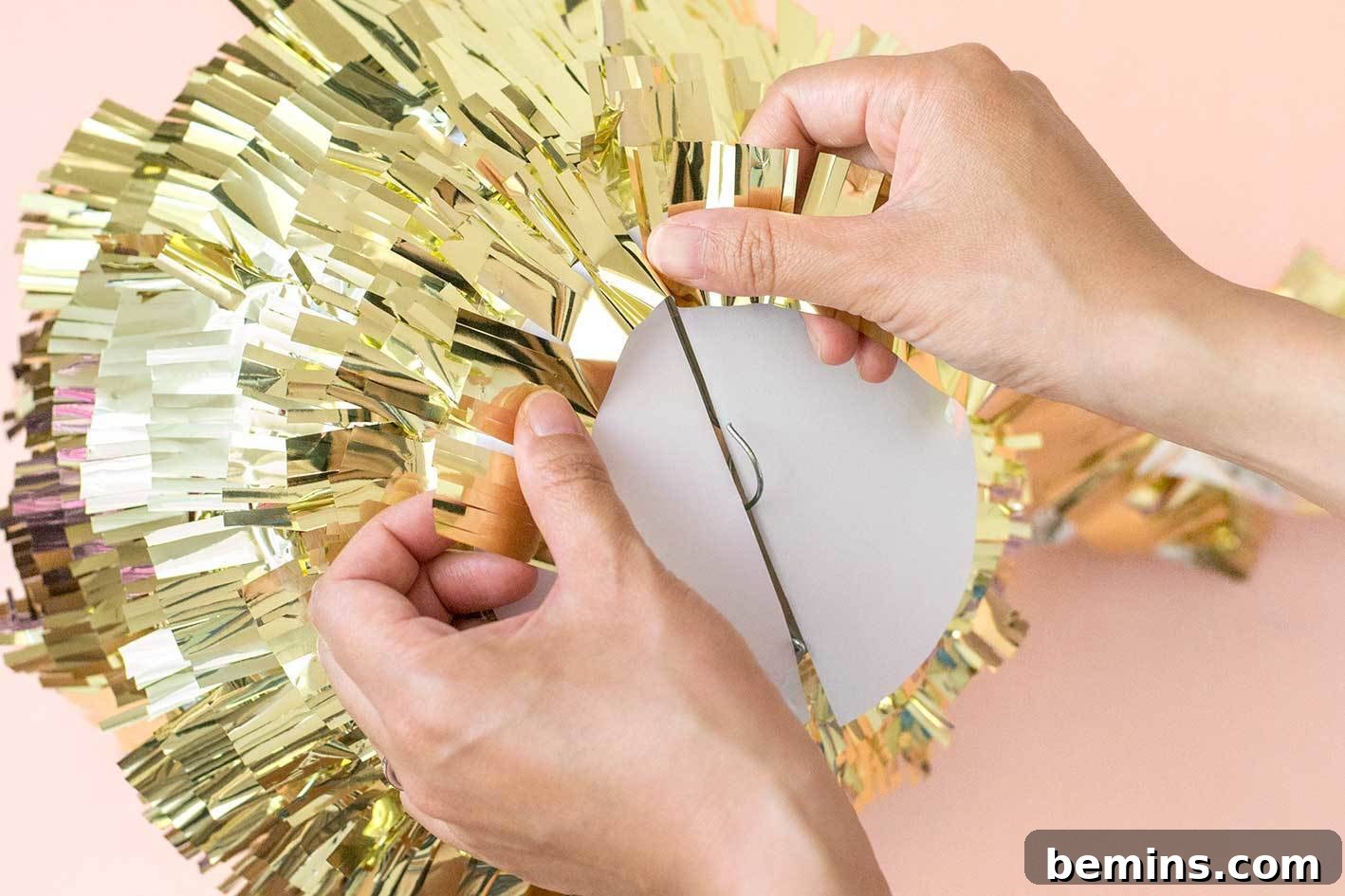 Bauble Piñata Step 7b - Add Fringe to the Top