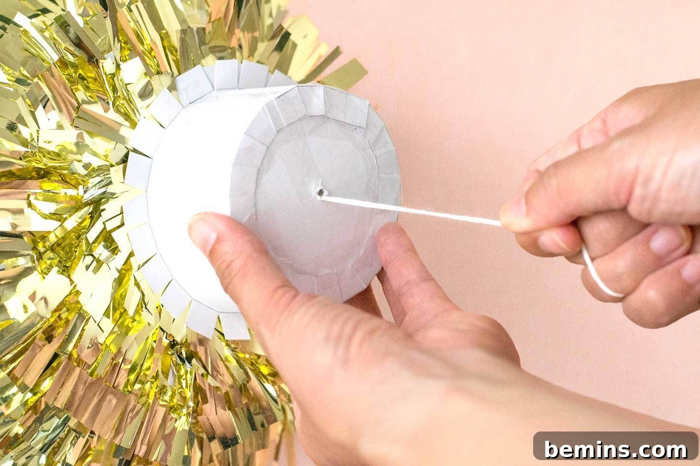 Bauble Piñata Step 14 - Attach Cylinder to Bauble