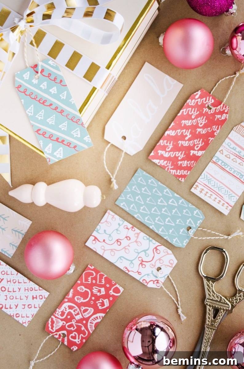 Cute patterns, merry thoughts - gift tags for you to print and share.