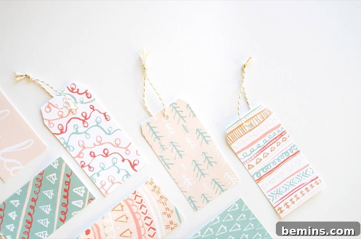 Printable gift tags for holiday wrapping