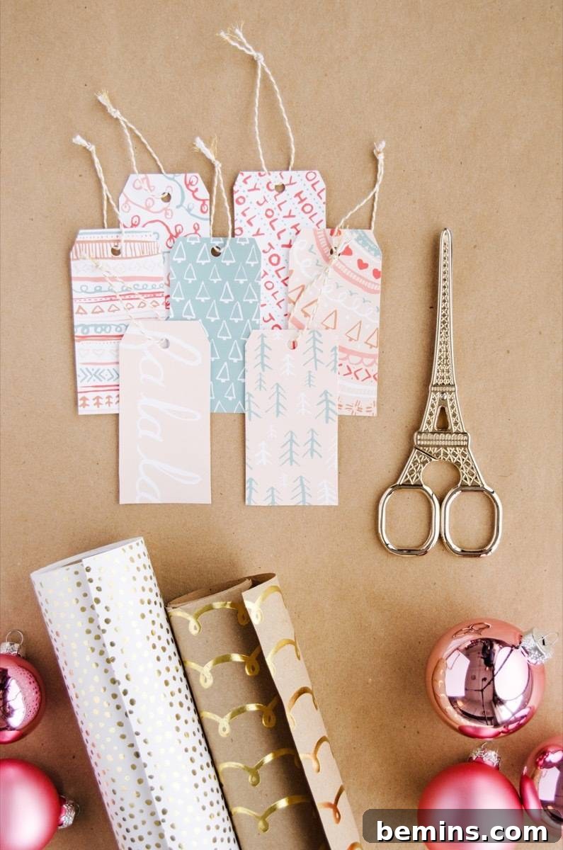 Fa la la! Download these pastel tags to trim your presents with.
